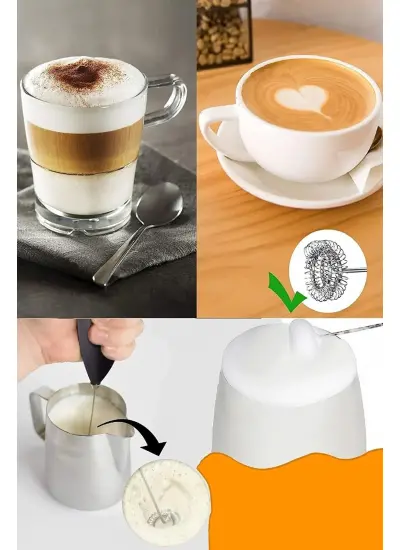 Mini Mixer Kahve Süt Köpürtücü Karıştırıcı Cappucino Mikser - Pratik Pilli Köpürtücü 1137 Bh