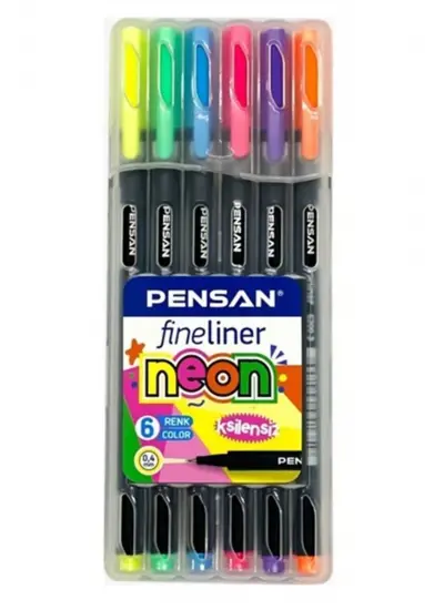 Pensan Fineliner Kalem 6Lı Neon Plastik Kutu