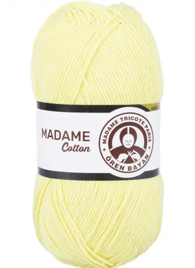 1 Adet Madame Cotton El Örgü İpi Yünü 100 gr 006 Açık Sarı