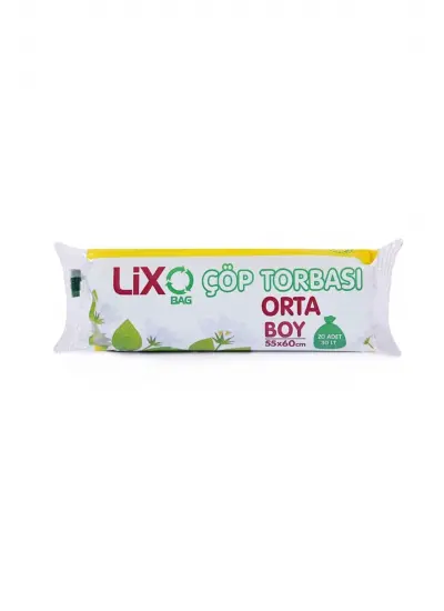 Orta Boy Çöp Torbası 55 x 60 cm 20 Li Rulo x 1 Paket = 20 Adet (Mavi)