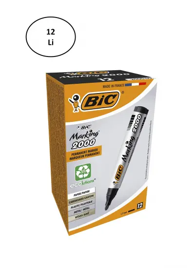 Bic Permanent Marker 2000 Yuvarlak Uç Siyah Kalem 12'li