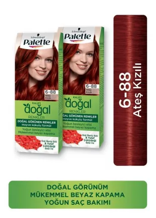 Kalıcı Doğal Renkler Saç Boyası 6-88 Ateş Kızılı X 2 Adet