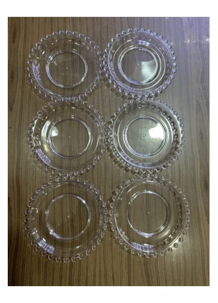 Boncuklu Çay Tabağı, 6 Lı Ve Kristal Boncuklu